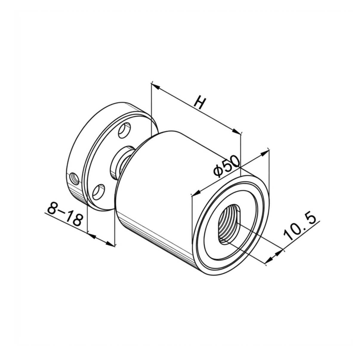 soporte vidrio pared regulable medida